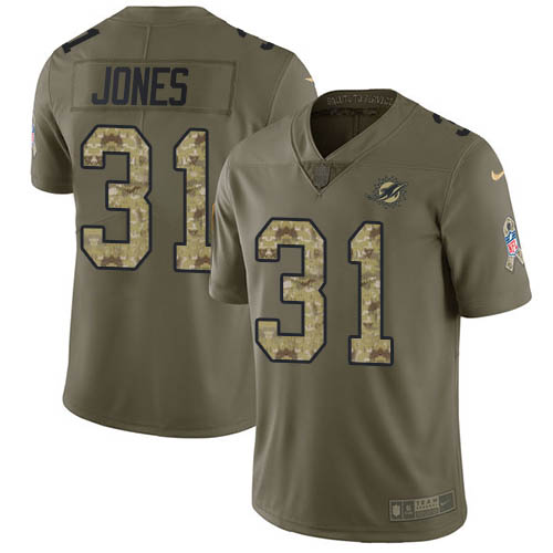 Nike Miami Dolphins 31 Byron Jones Olive Camo Youth Stitched NFL Limited 2017 Salute To Service Jersey